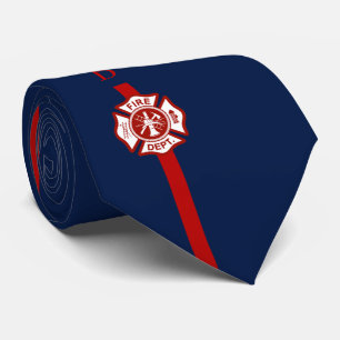 Cravate Ligne rouge mince marine faite sur commande
