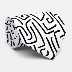 Cravate Lignes Abstraites 130318 - Noir sur blanc