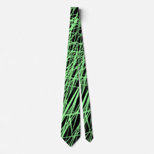 Cravate Lignes Abstraites - Mint vert sur noir