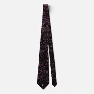 Cravate Lignes aléatoires - Noir avec Rose sur Noir