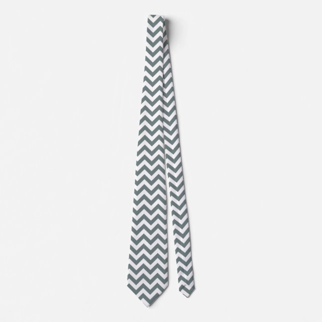 Cravate Lignes Chevron Zigzag Argent brut (Devant)