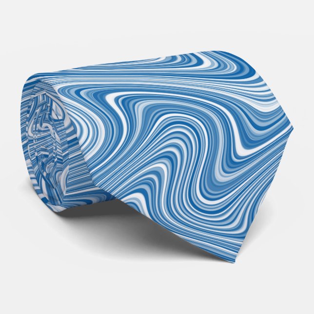 Cravate Lignes courbes gris argent gris Cool bleu moderne (Roulé)