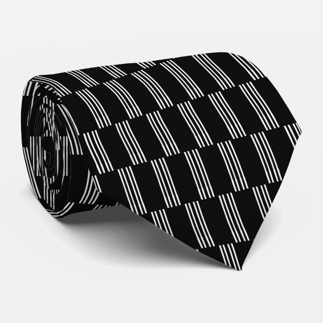 Cravate Lignes noires et blanches Cool simples (Roulé)