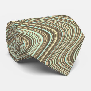 Cravate Lignes ondulées Brown clair/beige/bleu turquoise