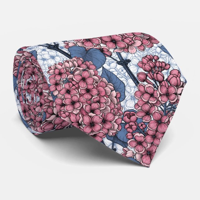 Cravate Lilac en rose et bleu (Roulé)