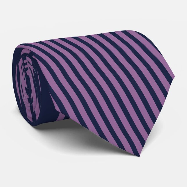 Cravate lilac & navy stripes (Roulé)