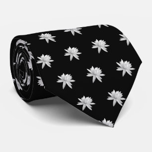 Cravate Lily Lotus Motif noir et blanc