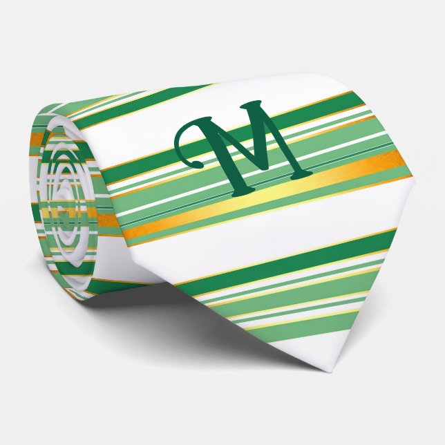 Cravate Linge Luxe Populaire Green Gold Texture Collection (Roulé)