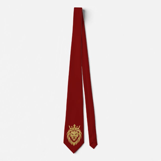 Cravate Lion Avec Couronne - Style Or 3 (Devant)