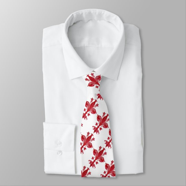 Cravate LIS/RED FLEUR DE LISE FLORENTINS ANTIQUES, blanc (Attaché)