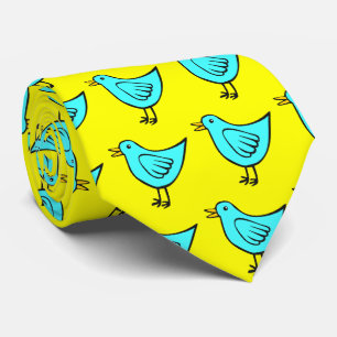 Cravate Little Bird - Bleu de glace avec Jaune