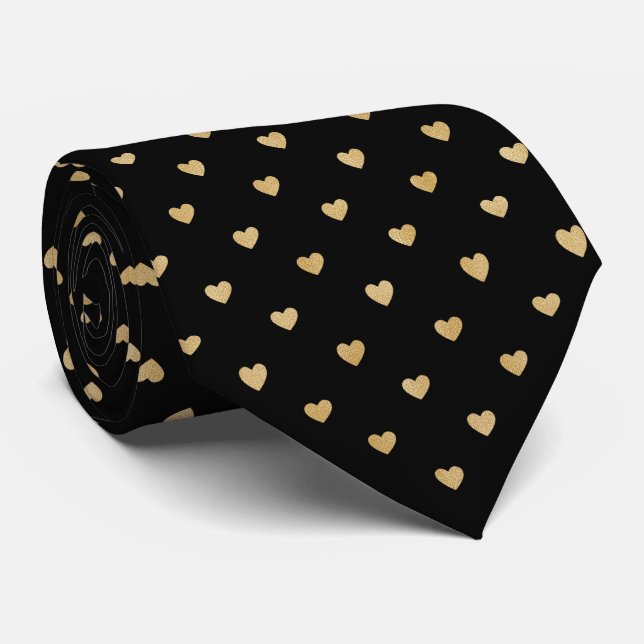 Cravate Little Golden Parties scintillant Hearts Motif (Roulé)