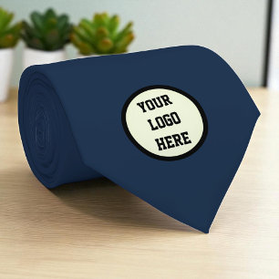 Cravate Logo Personnalisé Entreprise Marine Blue Business 