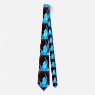 Cravate longue cheveux hippie fille signe de paix bleu