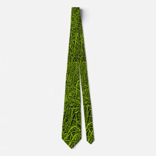 Cravate Longue herbe - Noir sur Martian Green (99CC00)