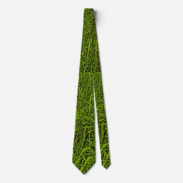 Cravate Longue herbe - Noir sur Martian Green (99CC00) (Devant)