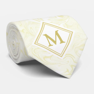 Cravate L'or et le Marbre blanc avec le Monogramme Diamant