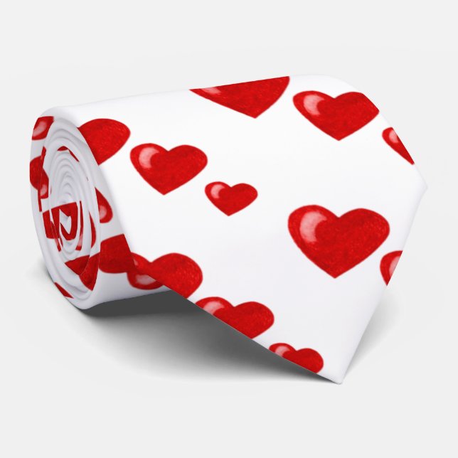 Cravate Lots of Love (Motif de coeur) (Rouge) (Roulé)