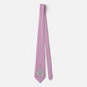 Cravate Lotus & Snake en rose