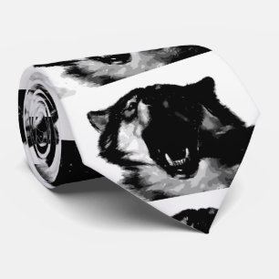 Cravate Loup noir et blanc
