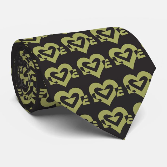 Cravate Love Logo, Sage Green et Black (Roulé)