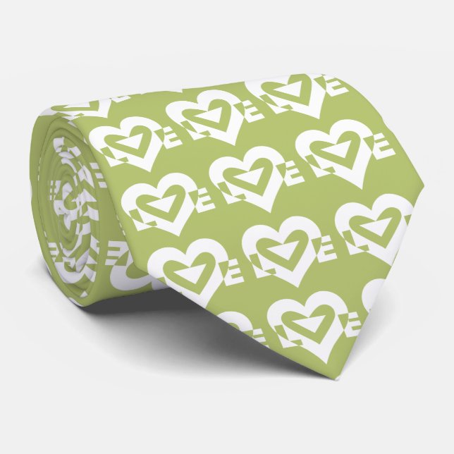 Cravate Love Logo, Sage Green et White (Roulé)
