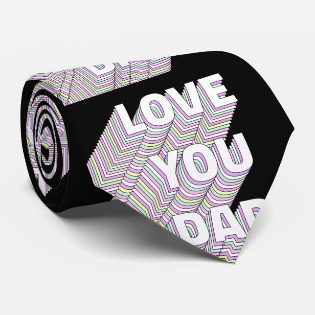 Cravate Love You Papa Fête des pères de typographie (Roulé)