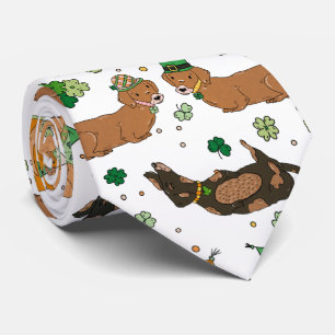 Cravate Lucky Dachshunds Clovers St. Patrick's Day