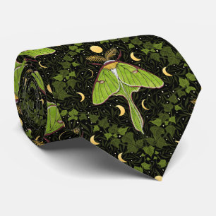 Cravate Luna moth, phases de lune et damas de lierre 2