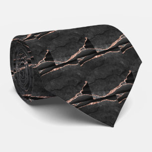 Cravate Luxueux Faux Glitter Rose Gold Faux Soie Noir