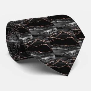 Cravate Luxueux Faux Glitter Rose Gold Faux Soie Noir