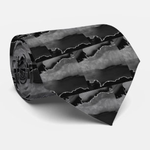 Cravate Luxueux Faux Paillettes Faux Soie Noir Argent