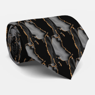 Cravate Luxueux Faux Paillettes Or Noir Faux Soie