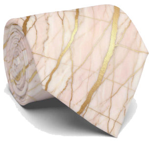 Cravate Luxueux Lien de Pierre Marbre Rose Gold et Or