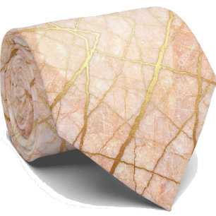 Cravate Luxueux Lien de Pierre Marbre Rose Gold et Or