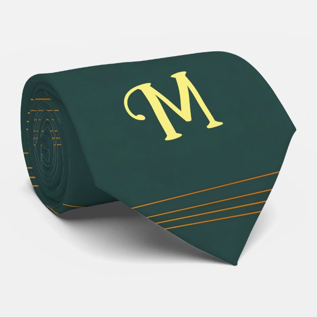 Cravate Luxury Linen Popular Green Gold Texture Collection (Roulé)