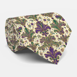 Cravate Luxury Mardi Gras Green Purple Gold Fleur De Lis 