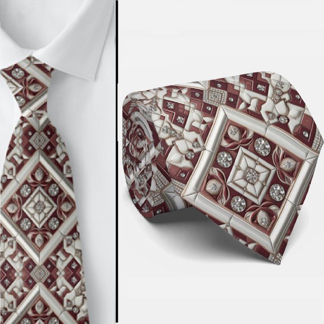 Cravate Luxury Statement Burgundy Moroccan Neck Tie (Créateur téléchargé)