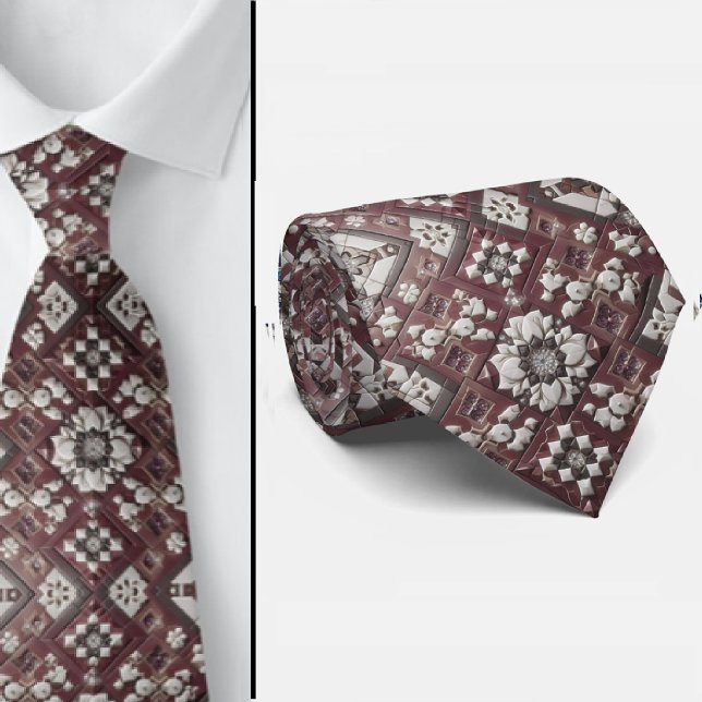Cravate Luxury Statement Burgundy Moroccan Neck Tie (Créateur téléchargé)