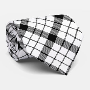 Cravate MacFarlane tartan noir blanc plaid