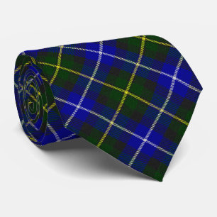 Cravate Macneil de Barra tartan bleu vert plaid