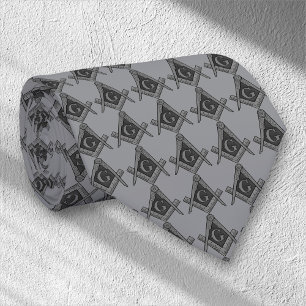 Cravate Maçonnerie Maçonnique Franc-Maçon Motif Gris