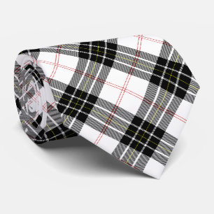Cravate MacPherson tartan black white plaid