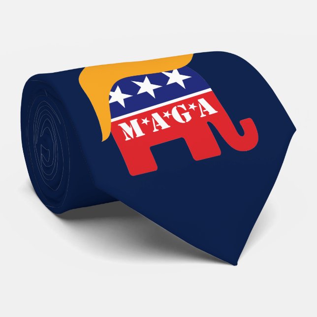 Cravate MAGA réélire Donald Trump GOP Elephant Hair Logo (Roulé)