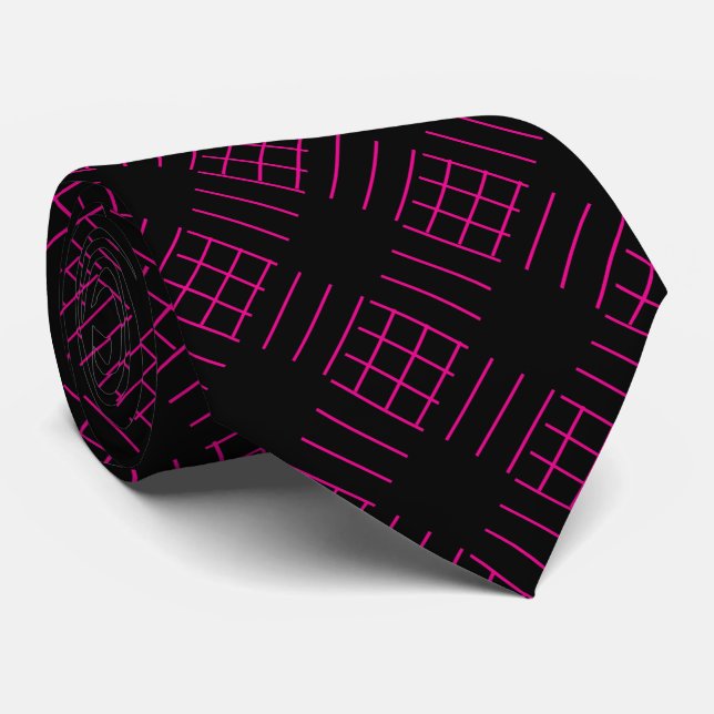 Cravate magenta bâtonnets diagonaux (Roulé)