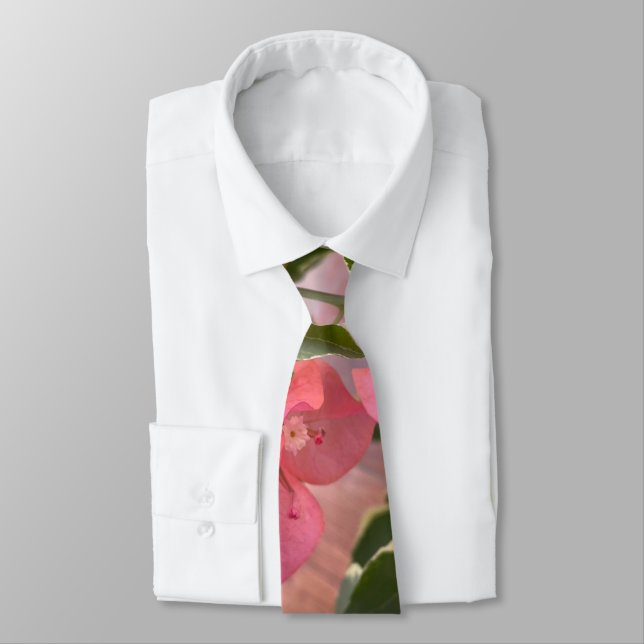 Cravate magenta orange romance bougainvilliers (Attaché)