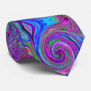 Cravate Magenta Swirl coloré Retro Design abstrait