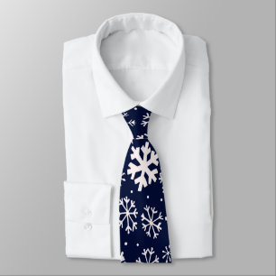 Cravate Main Drawn Snowflake Blizzard with Navy Classic Bl