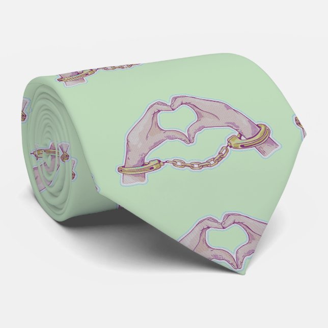 Cravate Main du coeur menottes (Roulé)