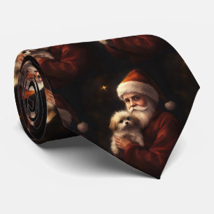 Cravate Maltais avec Noël Festif du Père Noël